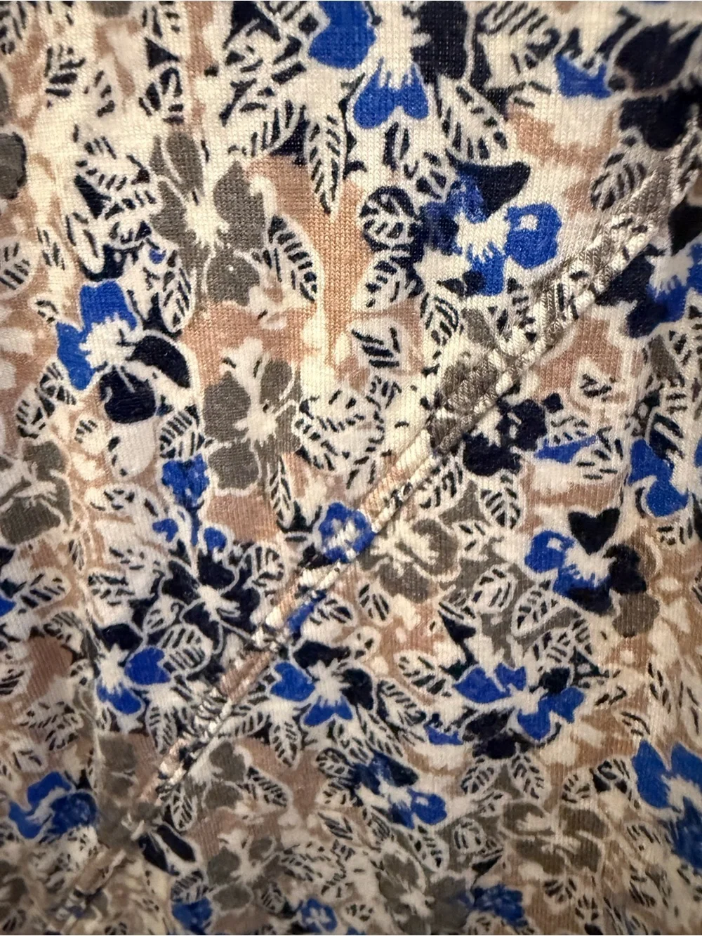 Free People Blue Floral V-Neck Puff Sleeve Blouse